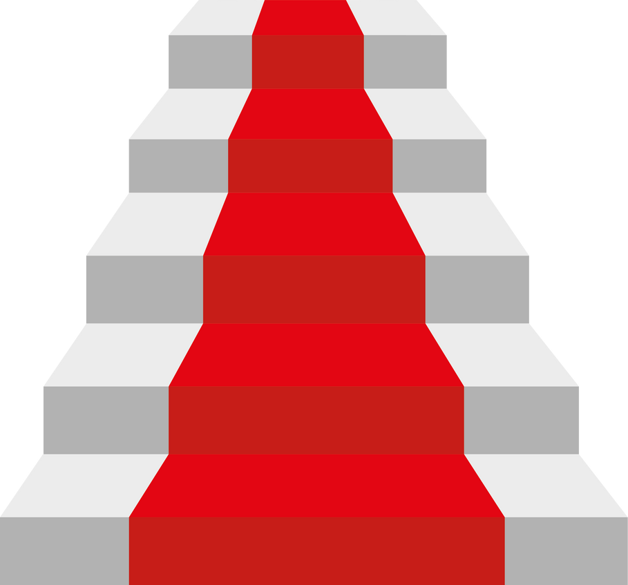 Stairs with red carpet. Significant event. Walkway for VIPs. Vector illustration